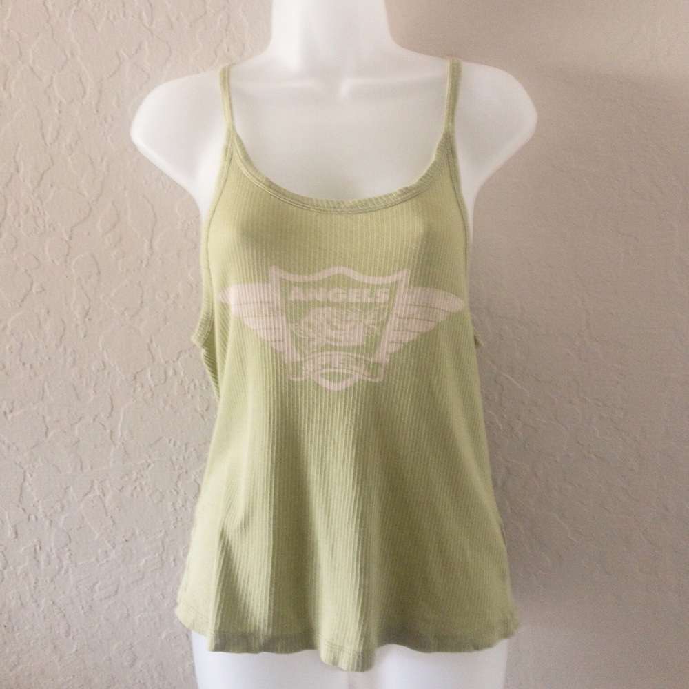 Spell Angels Green and Pink Tank Top Size Medium